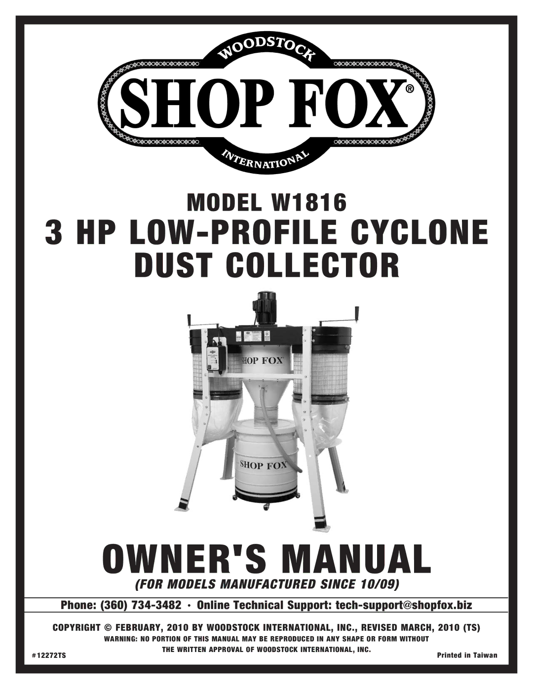 Woodstock owner manual Owners Manual, Model W1816 